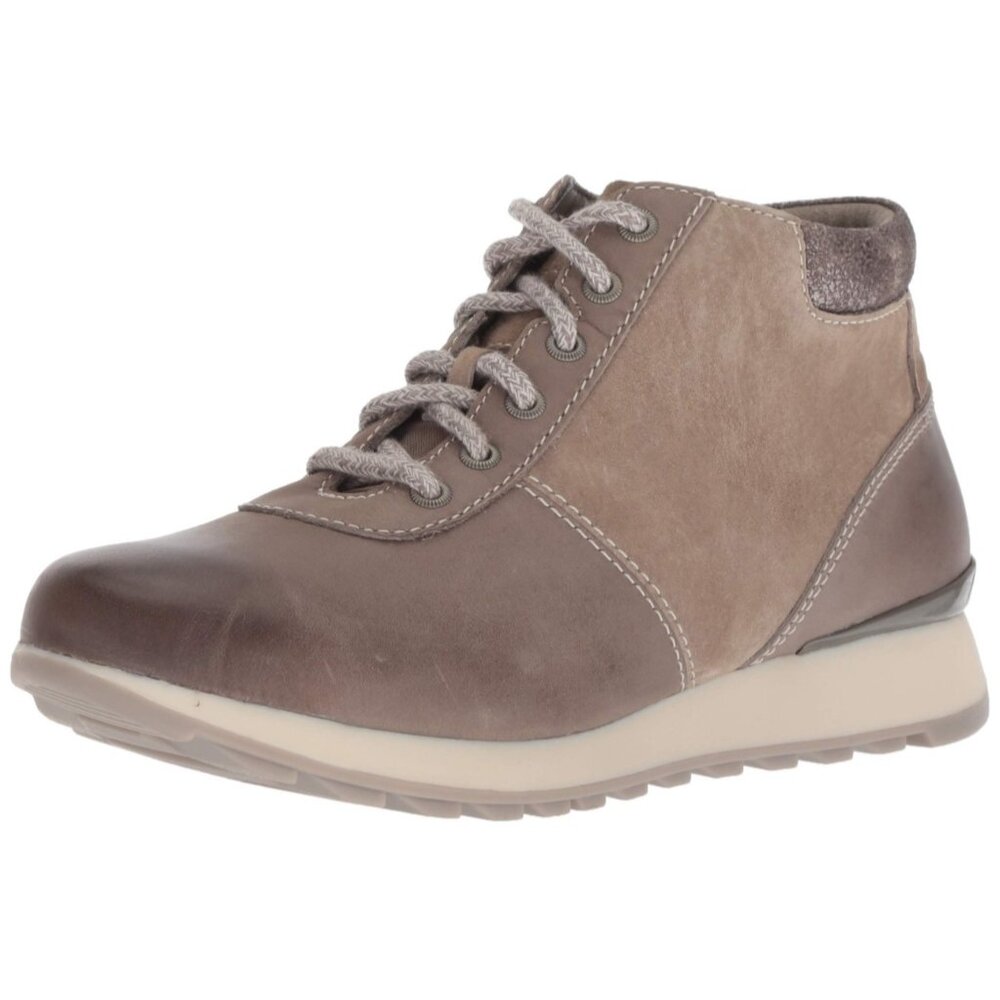 Dansko Ginny Taupe Suede Nubuck Lace Up Sneaker Booties Women 39 8.5 Brown Comfy